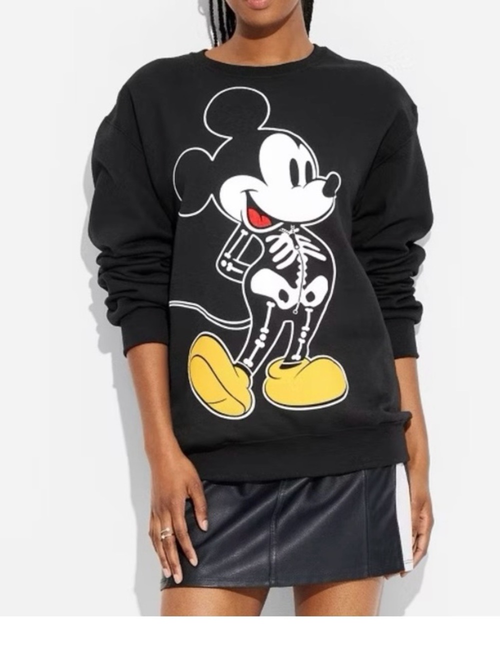 Disney NWOT Black Mickey Mouse Skeleton Graphic Sweatshirt-Firm